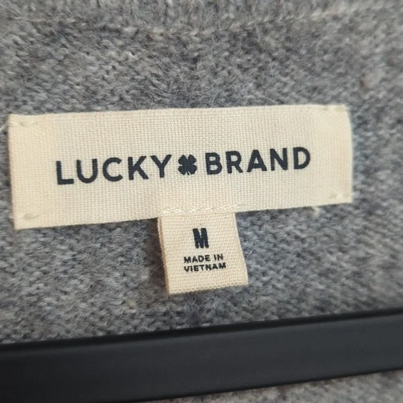 Lucky Brand Boxy Wool Blend Gray Pull Over V Neck Long Sleeve Sweater Medium - Picture 6 of 7